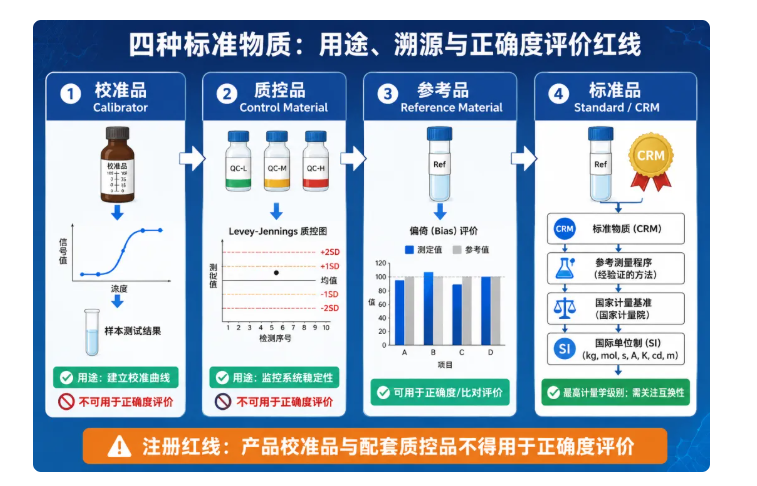 校准品、质控品、参考品、标准品——四种标准物质的用途和区别！